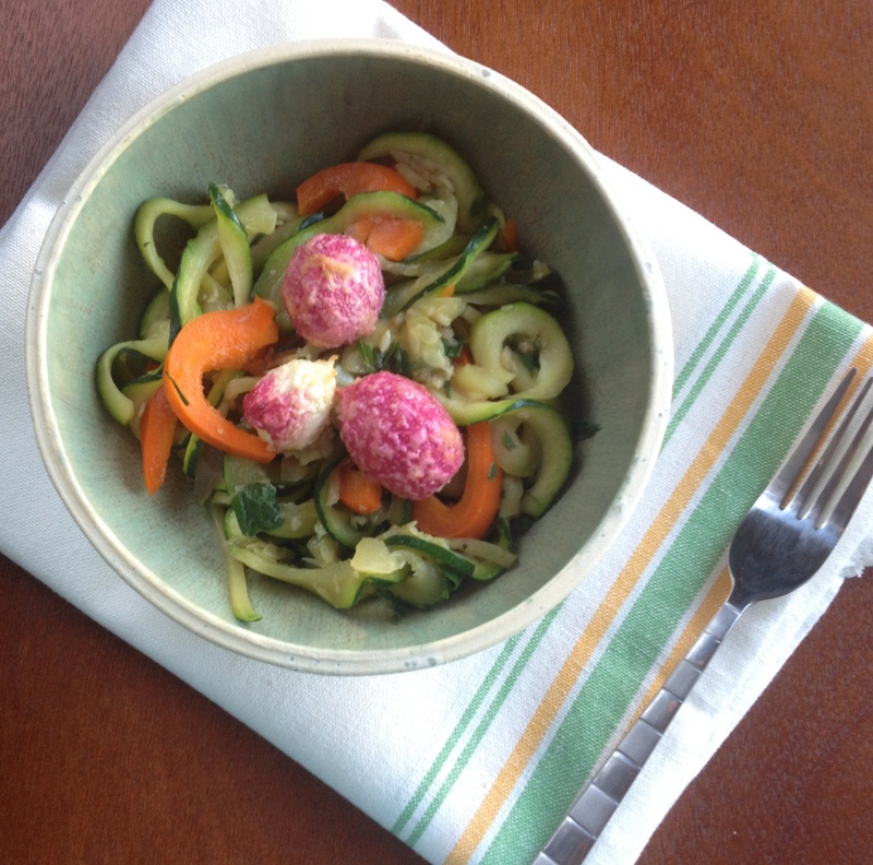 Zucchini Noodles with Roasted Radishes